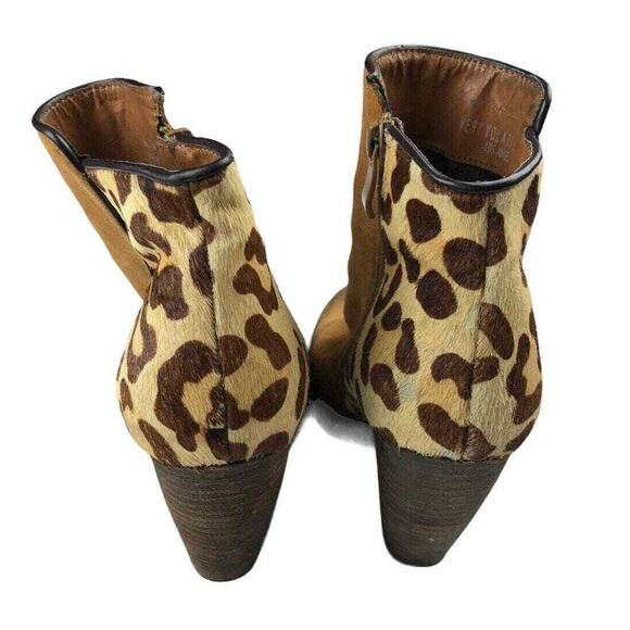 Volatile Womens Tan Leather Calf Hair Trim Zip Western Ankle Booties 7.5 - Picture 7 of 11